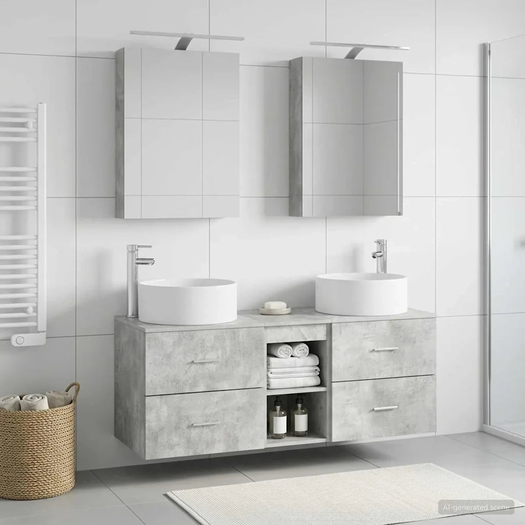Set di mobili per il bagno 5 pcs Grigio Cemento 3407074