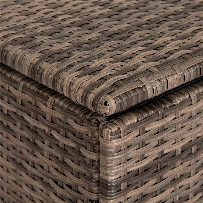 BAULE DA ESTERNO IN RATTAN PE E ACCIAIO CON FODERA INTERNA, 75X75X70 CM, NERO E COLOR SABBIA