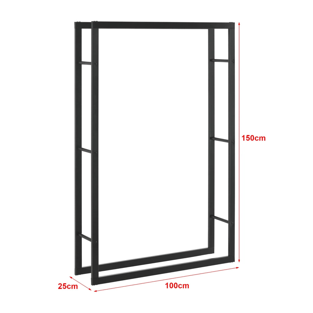 Portalegna per uso interno/esterno portalegna di design supporto per la conservazione della legna da ardere acciaio 100 x 25 x 150 cm nero 03_0006297
