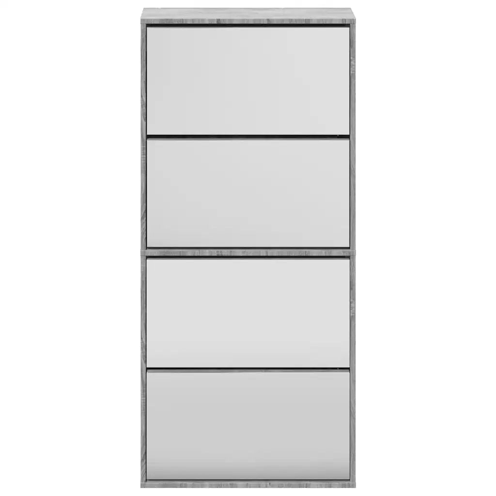 Scarpiera con Specchio a 4 Livelli Grigio Sonoma 63x17x134 cm
