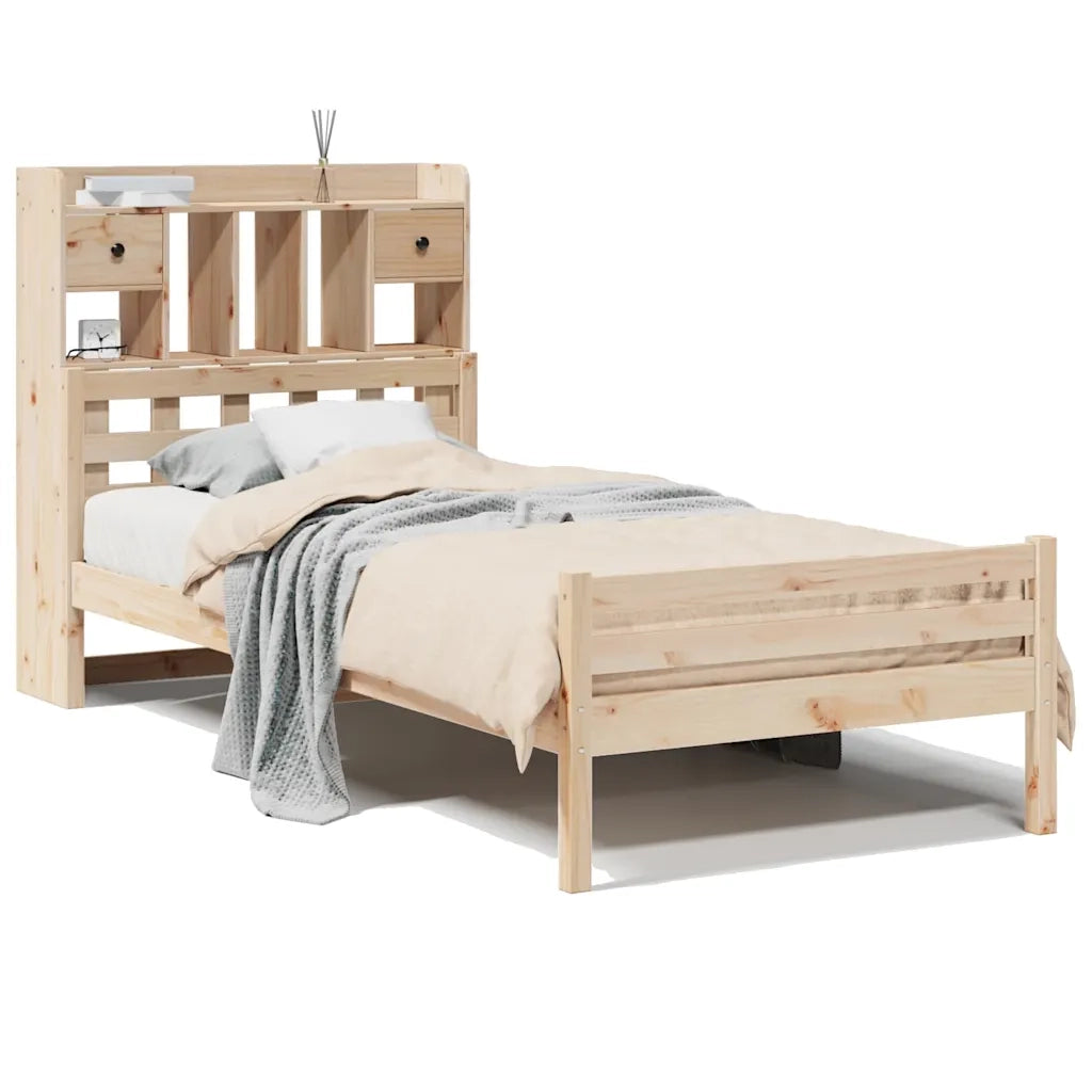 Letto Libreria senza Materasso 90x200 cm Legno Massello Pino 3322257