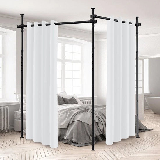 Divisore di stanza Asta per tenda verticale 1,22-3,05 m - Regolabile in altezza - Larghezza 70-355 cm regolabile - 5 asti Neri