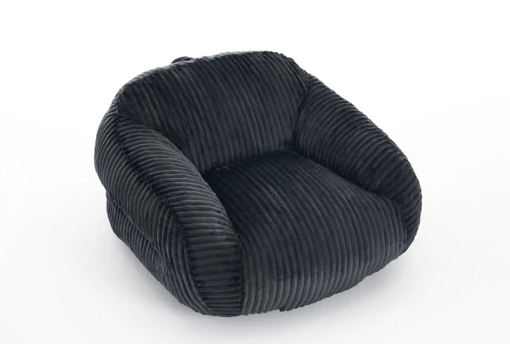 Poltrona a sacco per adulti in velluto a coste; riempita in schiuma; 55x47x31 cm; grigio scuro