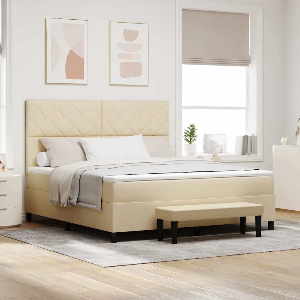 Letto a molle con testiera Crema 180 x 200 cm Tessuto 3344168