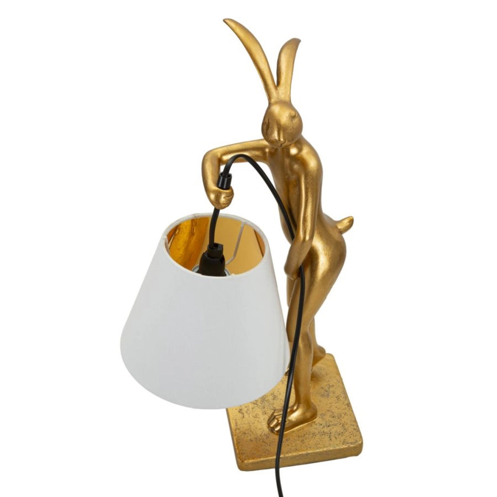 Lampada da Tavolo Coniglio 2, Oro, Poliresina, 26x16x47 cm