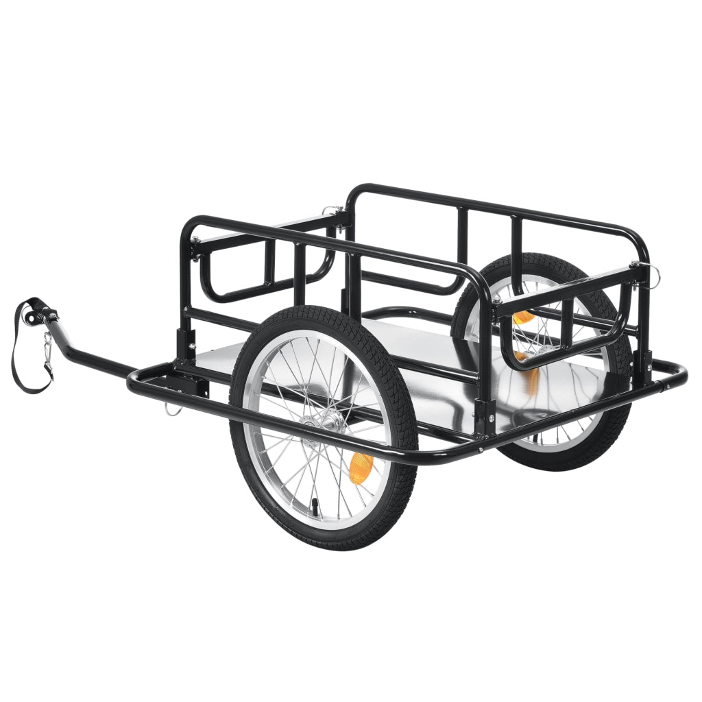 Rimorchio Cargo per Bicicletta 130 x 72 x 49 cm Carrello Trasporto per Bici con Telaio in Acciaio Carico Max. 40 kg - Nero