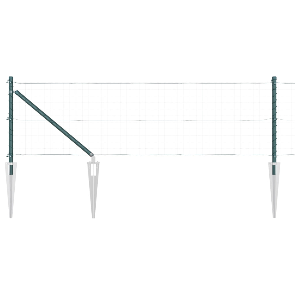 Pali di Recinzione con Punta 13 pz Ã˜32 mm 80 cm in Acciaio Zincato