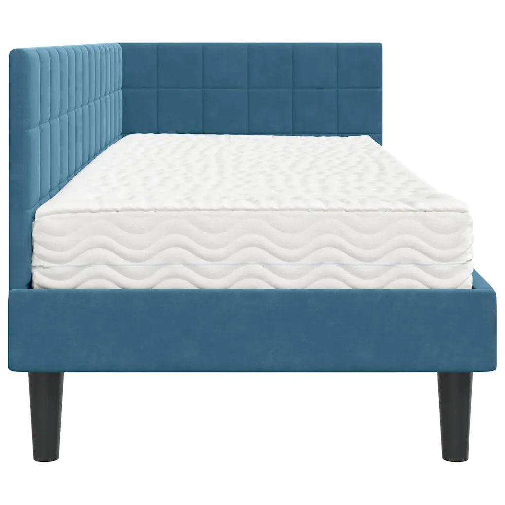 Struttura Letto Angolare con Materasso 2 pz-Giroletto con materasso Blu Velluto 442630