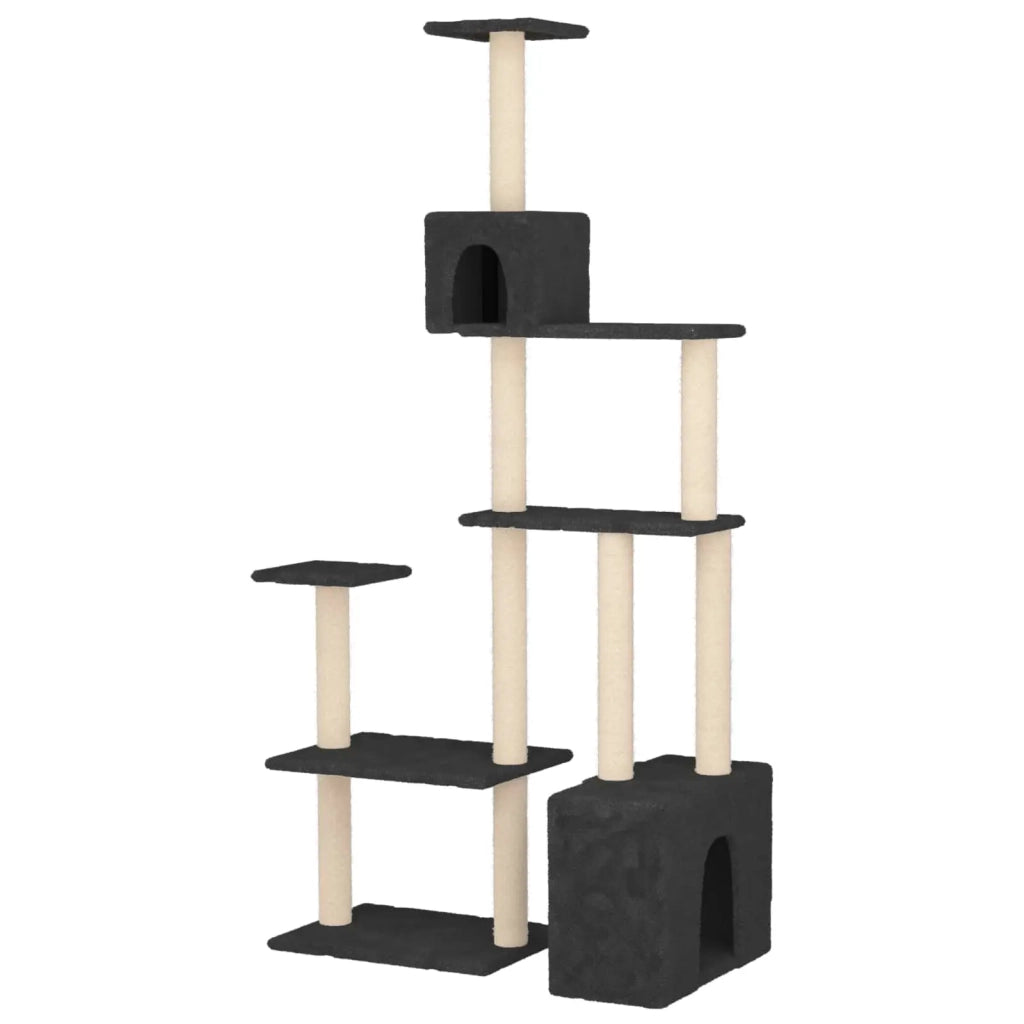 Albero per gatti con pali per graffiare in sisal Grigio Scuro