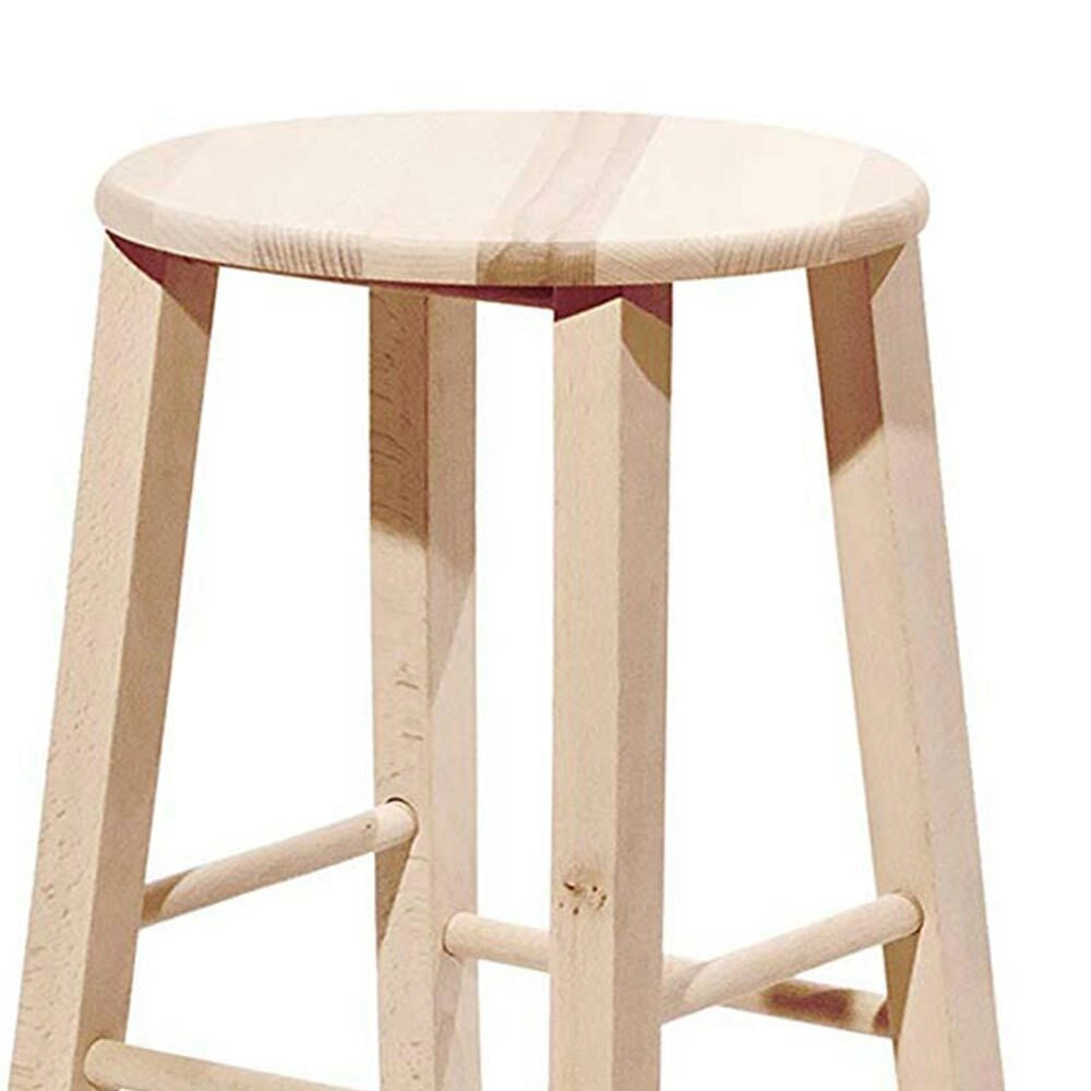 Sgabello grezzo da verniciare alto 67 cm con seduta rotonda e gambe a sciabola