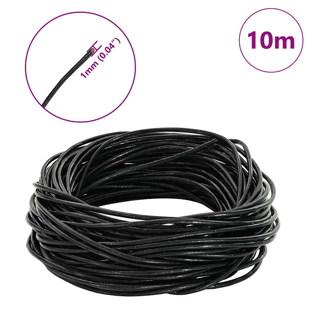 Cordino in Pelle Nero ?1 mm x 10 m Pelle CFW9755799