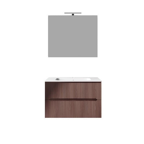 Composizione mobile bagno sospeso con cassetti cm 70 cannettato mod. STICK - Noce Gold