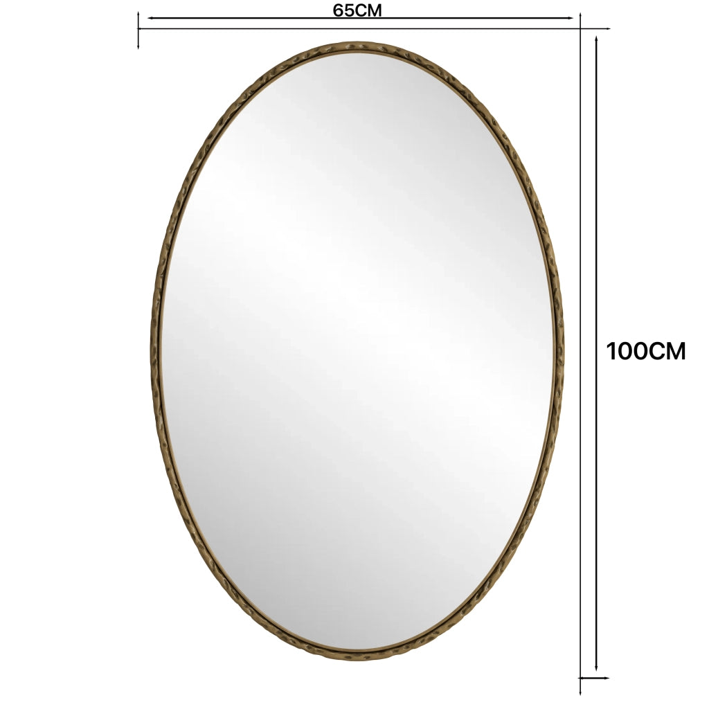 SPECCHIO OVALE DA PARETE 110x75 cm Oro Vetro Ferro MDF
