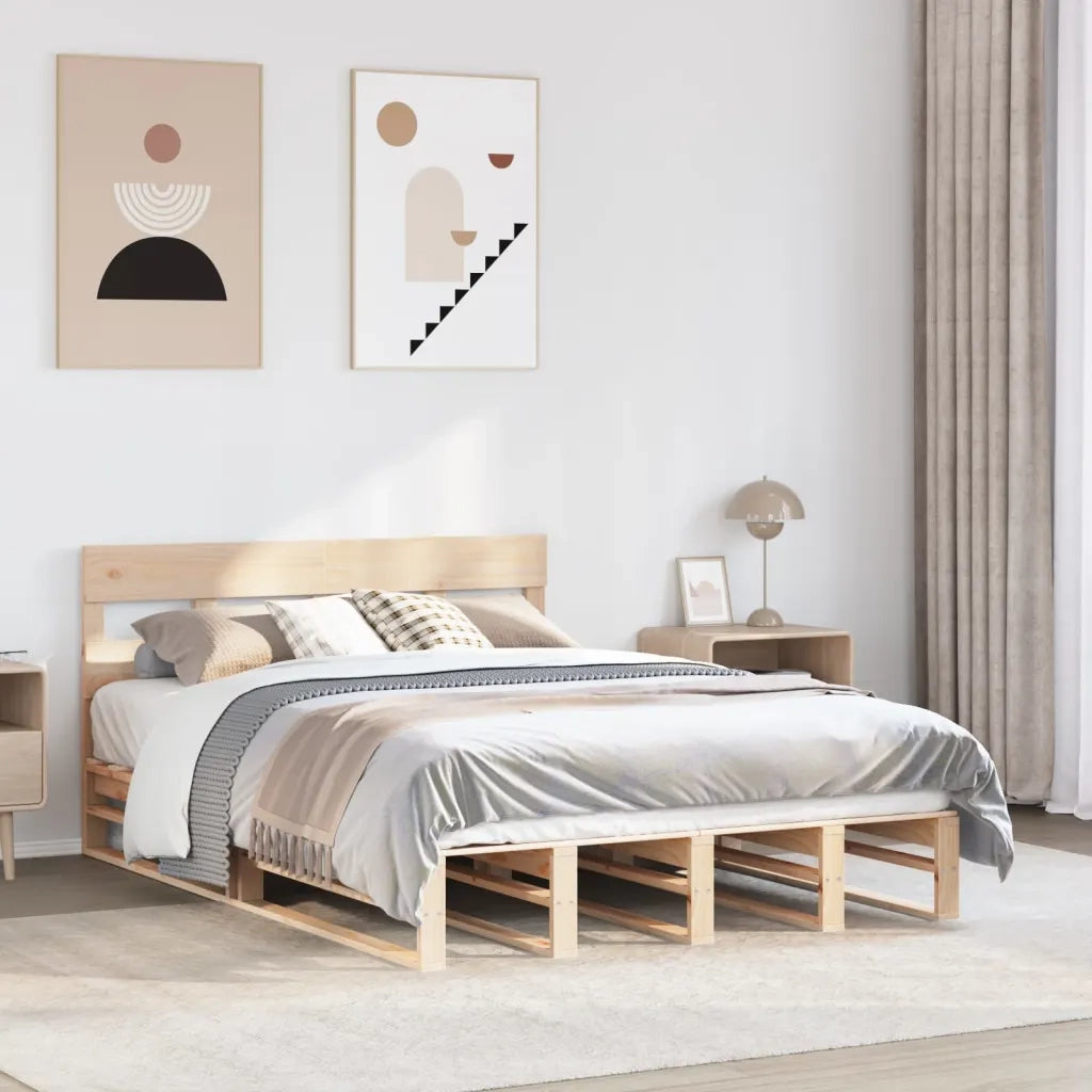 Letto senza Materasso-Struttura Letto 120x190 cm in Legno Massello di Pino 695132