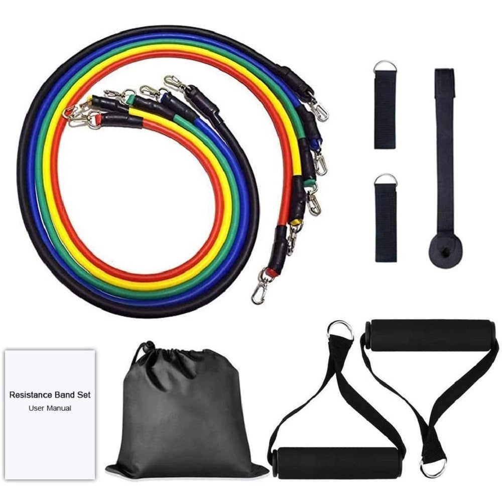 Trade Shop - Set Bande Elastiche Resistenza Borsa Maniglie Ancoraggio Porta Cinghie Puntapiedi -