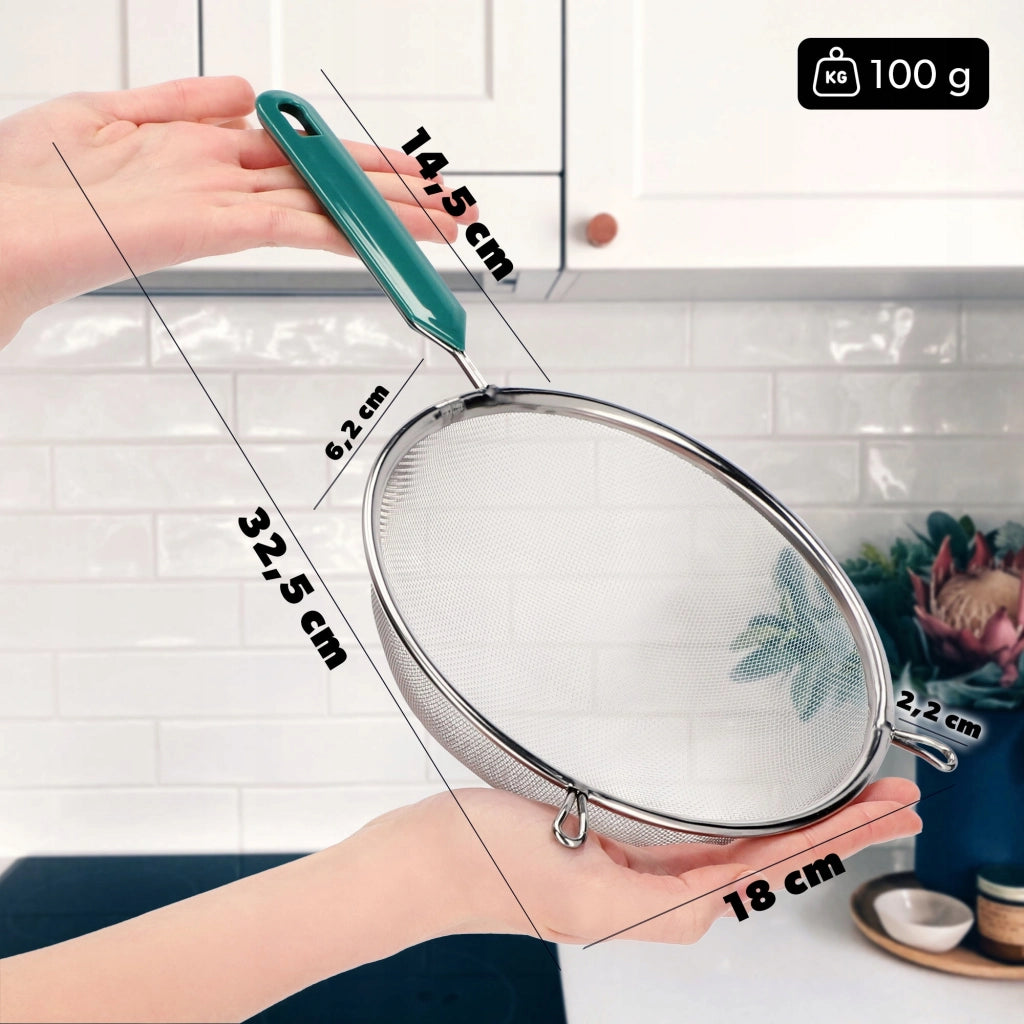 Colino da cucina KADAX con manico in acciaio per setacciare la farina, denso, 18 cm