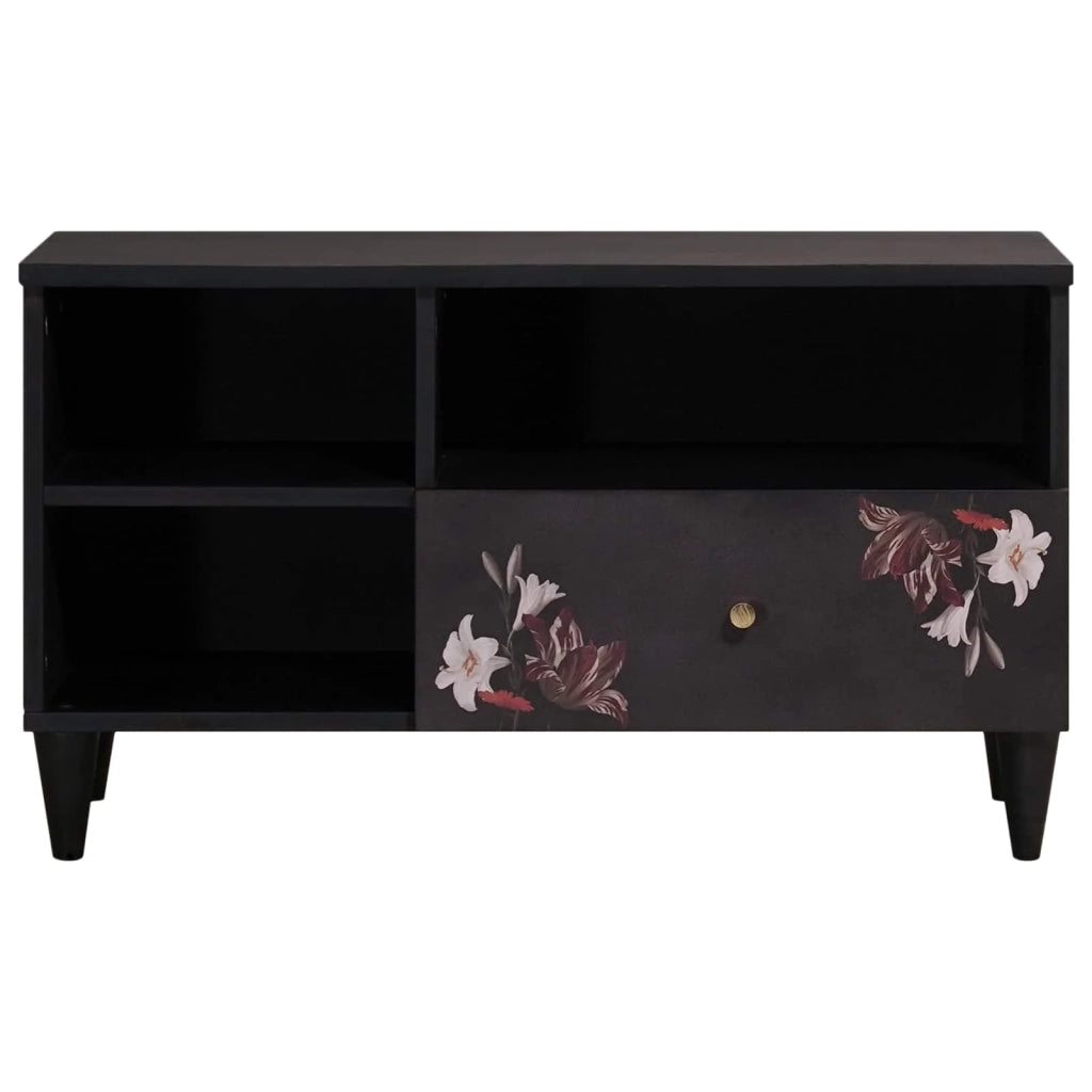 Mobiletto moderno con cassetto 80 x 33,5 x 46 cm elegante design floreale legno massello di mango 02_0057859