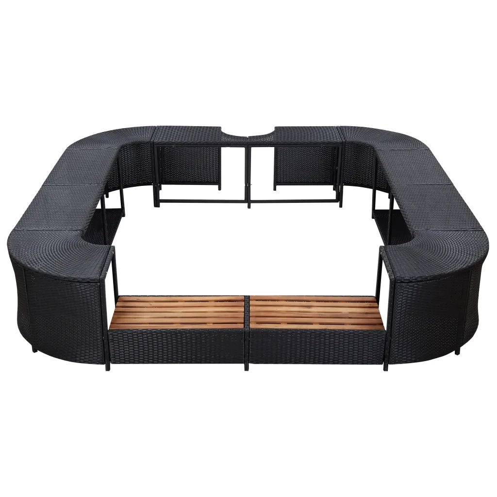 Bordo per Vasca da Spa Quadrato Nero 268x268x55 cm Polyrattan cod mxl 52550