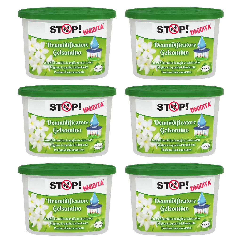 6pz Deumidificatore Casa Portatile 500ml contro Muffa Assorbi Umidità Gelsomino