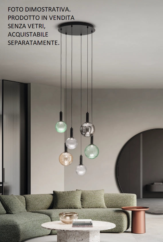BASE TONDA PER SOSPENSIONE GOLF A LED 6 LUCI 3000K 3847LM 72W NERO MATTO
