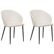 Set di 2 sedie da pranzo in tessuto beige chiaro imbottito con gambe nere Stile retrò Mobili per il soggiorno