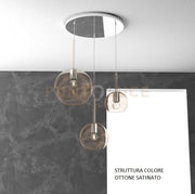 SOSP. OTTONE SAT. TONDA 3 LUCI VETRI (1 GRANDE+1 MEDIO+1 PICCOLO) TUTTI AMBRA 1155OS-S3 TMIX-AM
