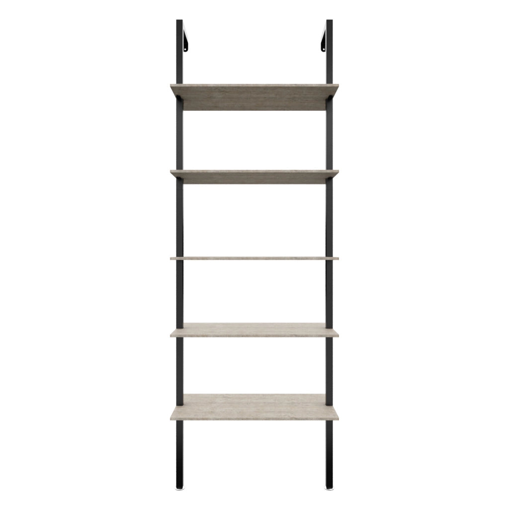Komo - Scaffale Libreria a Muro 60x185x30 cm 5 Ripiani in Legno Bleach Struttura in Metallo Nero