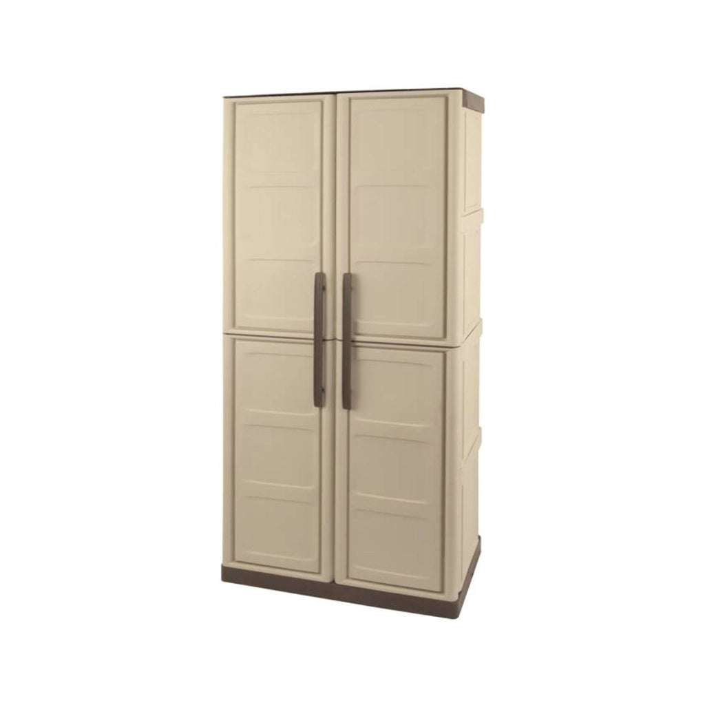 Mobile da Giardino Adenina, Armadio da Esterno 3 Ripiani Made in Italy, 70x39x165h cm Beige