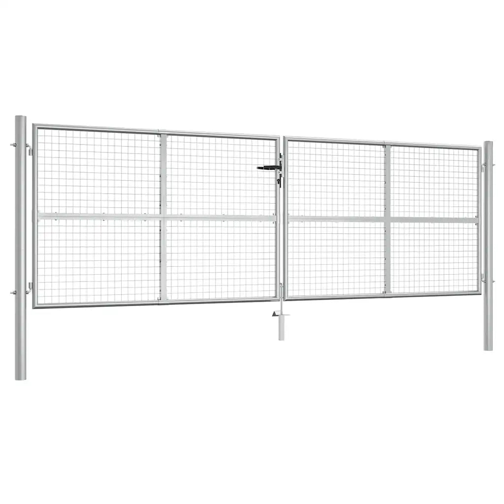 Cancello per Giardino in Acciaio Zincato 415x175cm Argento cod mxl 41343