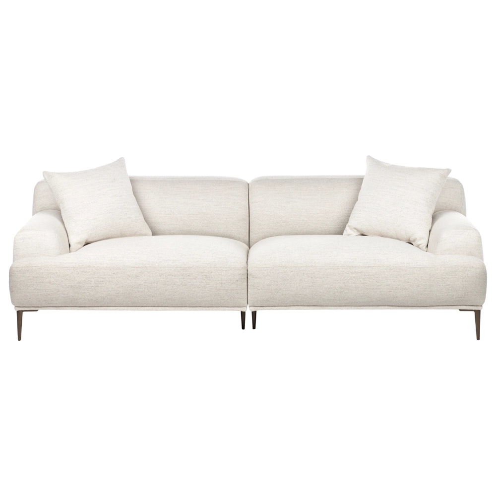 Divano a 3 posti in tessuto Beige chiaro Soggiorno Stile moderno Gambe in metallo