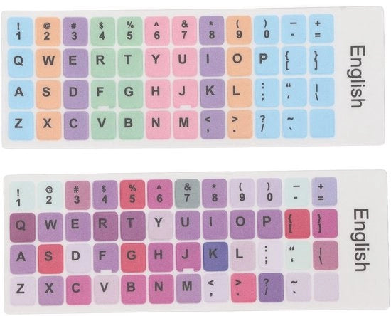 Etichette per tastiera 2pz - Tastiere QWERTY - Rivestimento idrorepellente - Impermeabile - Materiale PVC - Per laptop/Desktop - Etichette tastiera