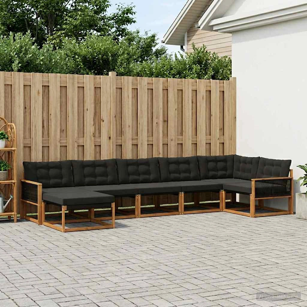 Set di divani da esterno 7 pz Naturale e Nero 3381568