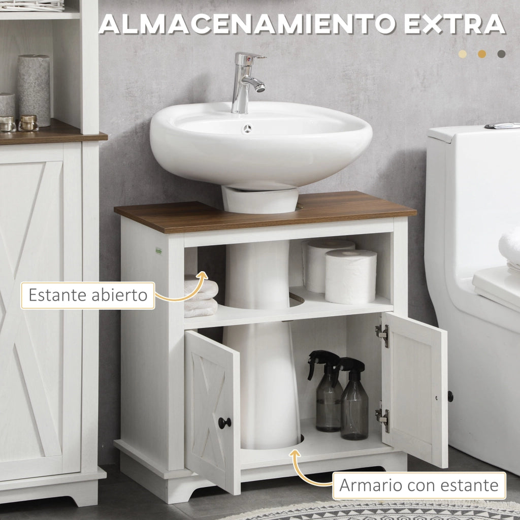 Mobile Sottolavabo Bagno ¨C Zephmum ¨C Legno 2 Ante 60x30x60 cm Bianco