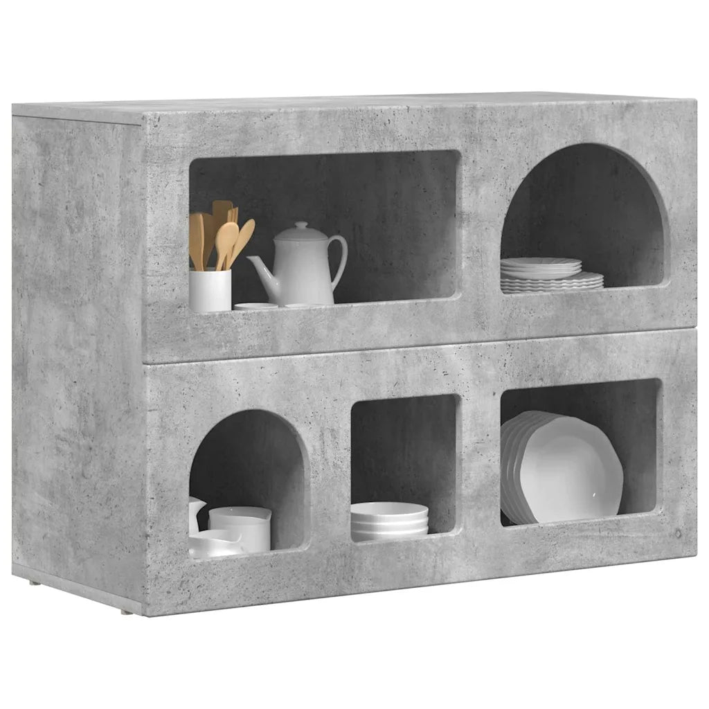 Credenza-Buffet-Armadio da cucina Grigio cemento 80.5 x 35 x 59 cm Legno multistrato