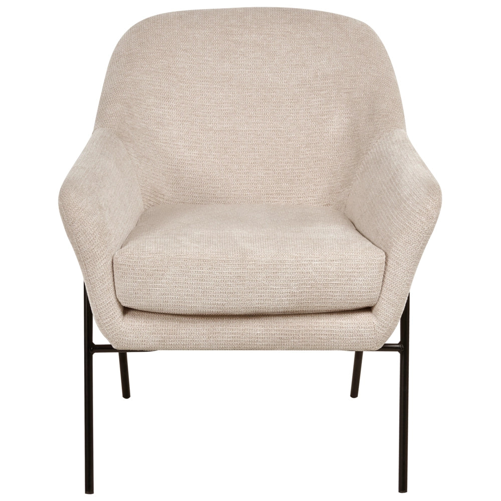 Poltrona beige con rivestimento in poliestere e struttura in metallo Moderno