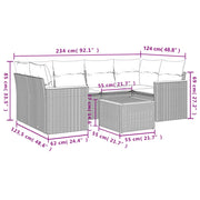 Set Divani da Giardino 7 pz con Cuscini Beige in Polyrattan