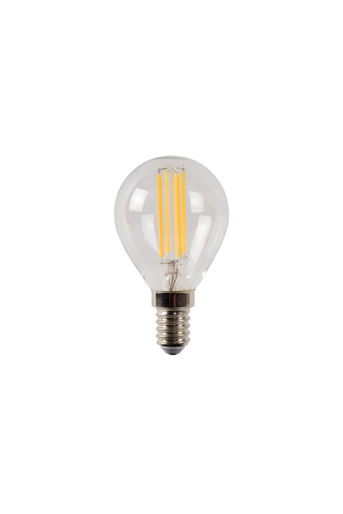 Lampadina LED sfera trasparente E14 4W luce calda Lucide