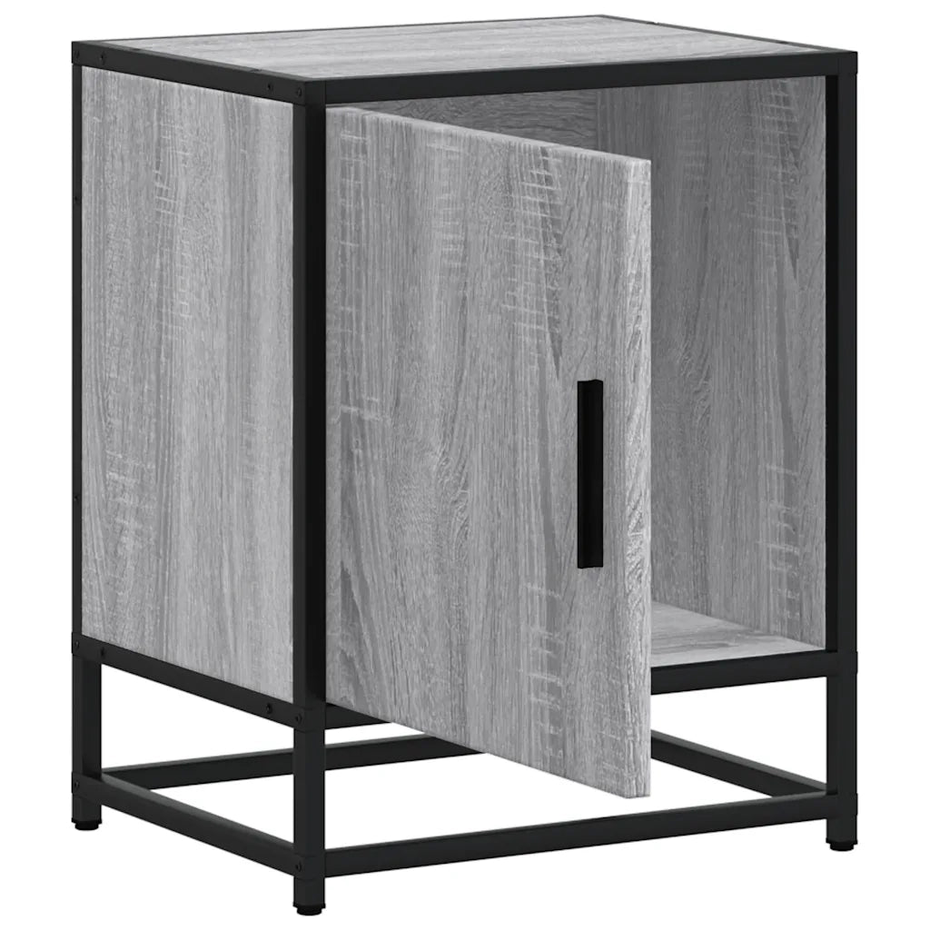 Comodino-Tavolino da notte Grigio Sonoma 40x31x50 cm Legno Multistrato e Metallo 678813