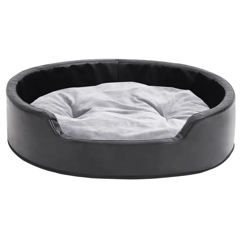 Lettino per Cani Nero e Grigio 79x70x19 cm Peluche e Similpelle cod mxl 53971