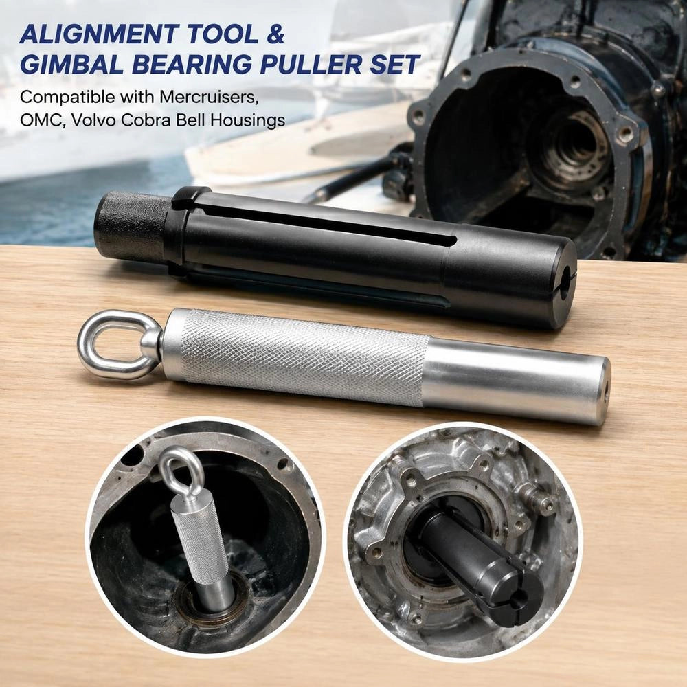 Alignment Tool And Cardan Bearing Puller Set, Compatible With Mercruiser OMC Volvo Cobra Bell Housings. Engine Alignment Tool, Bearing Puller, Gasket Expander Tools.