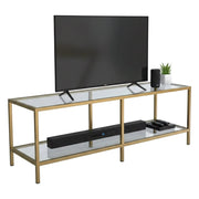Mobile porta TV Donata, Credenza da soggiorno, Armadio basso per TV, Base parete attrezzata, 130x40h45 cm, Oro