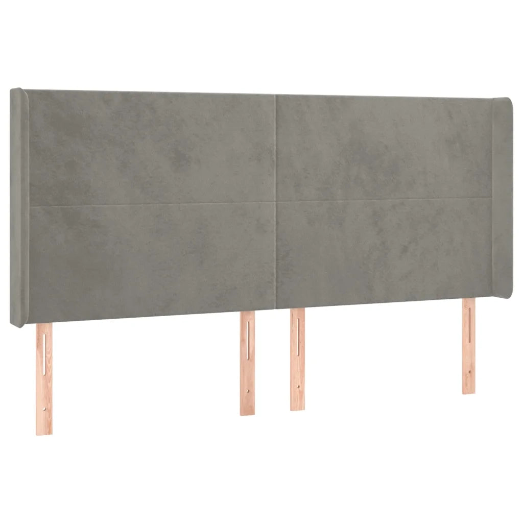 Testiera | Testata ad Orecchio Grigio Chiaro 183x16x118/128 cm in Velluto
