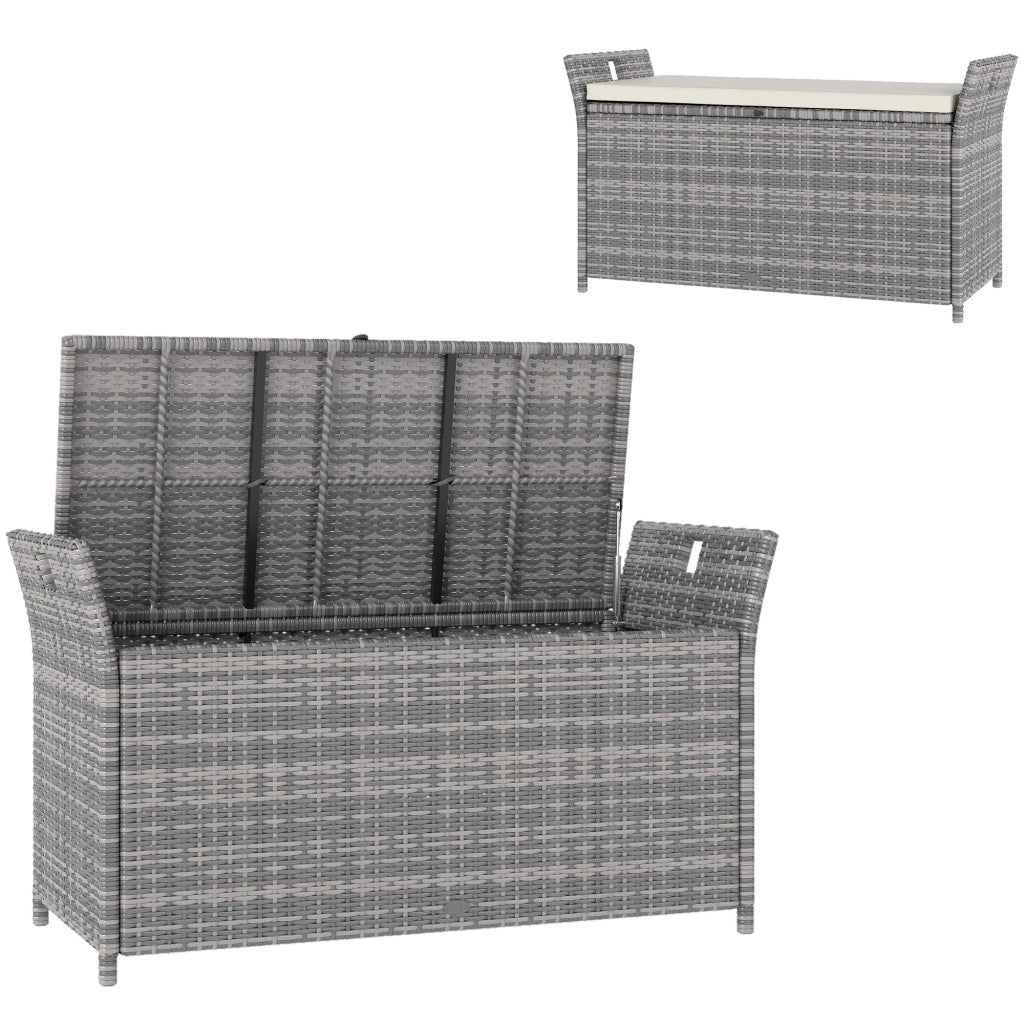 Banca con cuscino e contenitore da esterno in resina ¨C zephmum ¨C bianco 250L