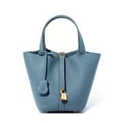 Borsa a mano da donna in vera pelle, a tracolla, a mano, a spalla, blu