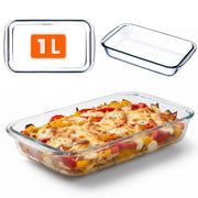 Casseruola rettangolare in vetro KADAX da 1 litro, adatta al forno.