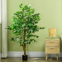 Pianta Artificiale di Ficus da Interno e Esterno H150 cm con Vaso Verde