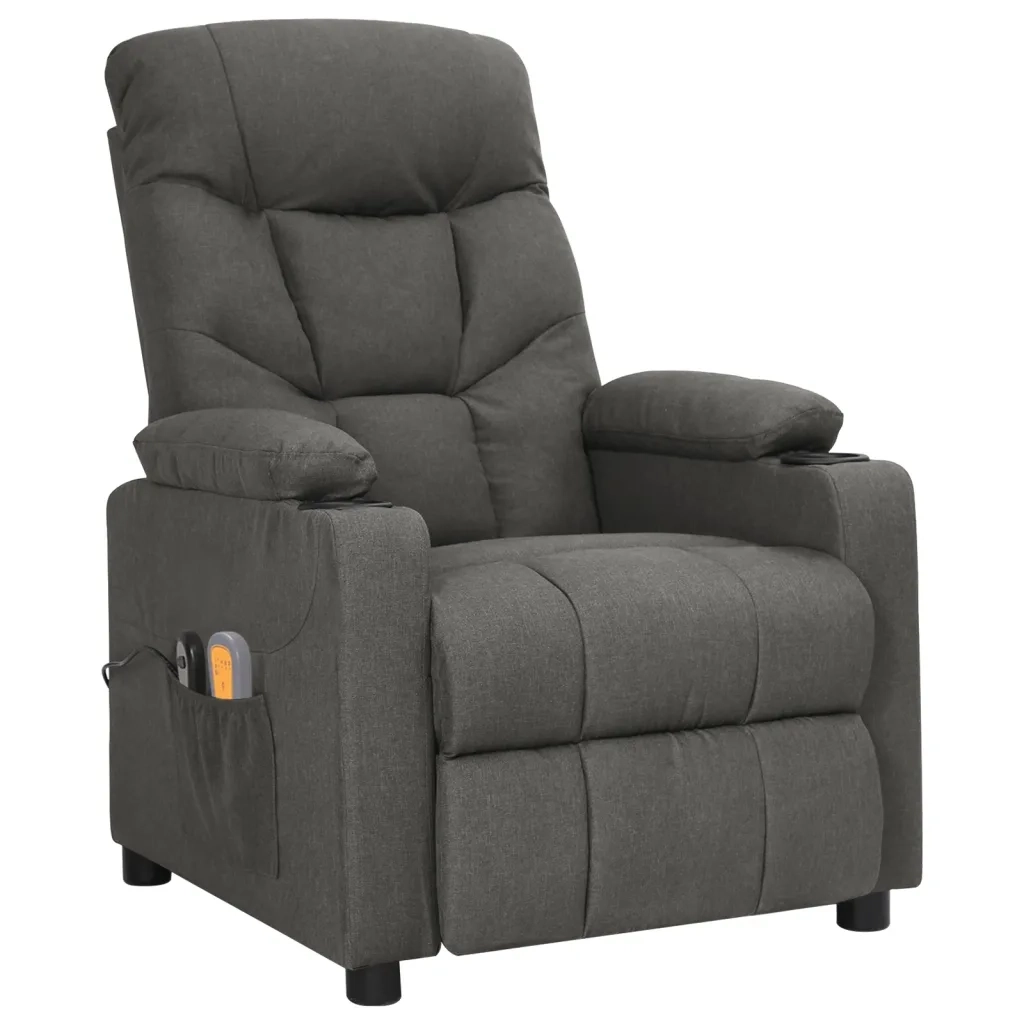 Poltrona Massaggiante Elettrica Grigio Scuro in Tessuto 3098828