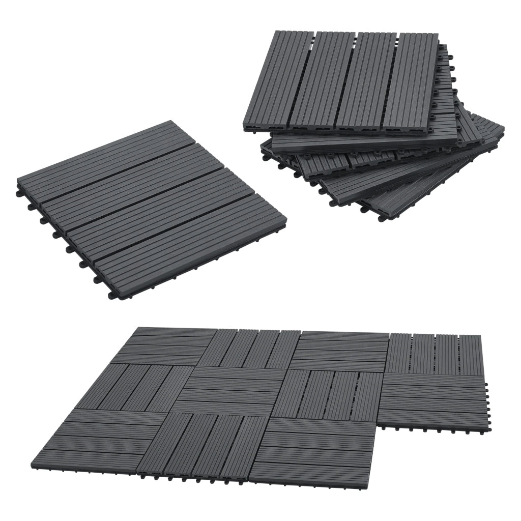 Set di 11 piastrelle da giardino in legno composito 1 m² 30 x 30 x 2,2 cm grigio scuro 03_0006874