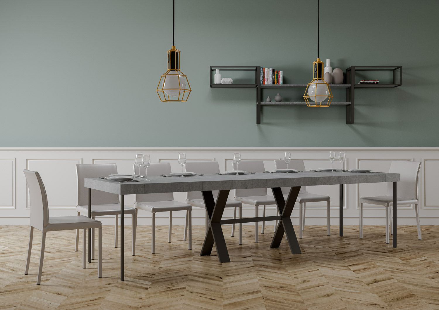 Consolle Allungabile 90-300x40x77 cm in Nobilitato Grigio