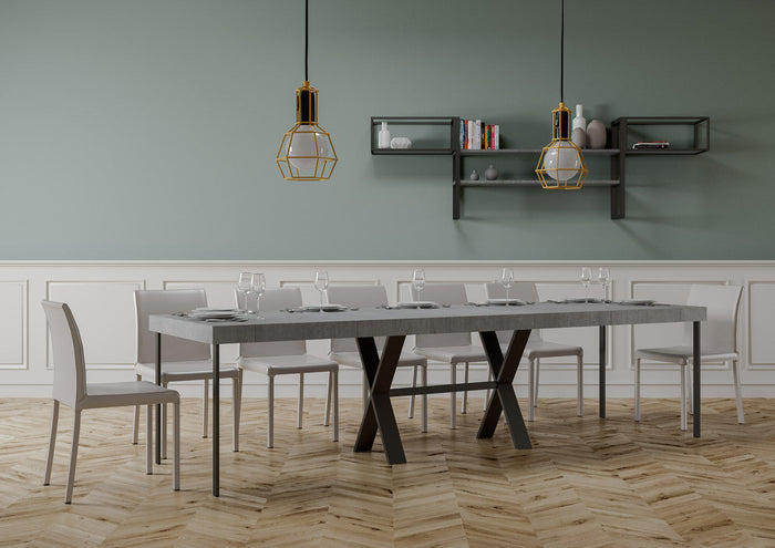 Consolle Allungabile 90-300x40x77 cm in Nobilitato Grigio